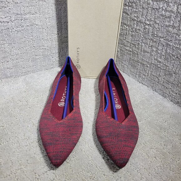 Rothys The Point Crimson Heather Retired Pointy Toe Slip on Shoes Multiple Sizes - Picture 2 of 15